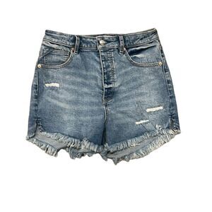 We the free curvy denim distressed button fly jean shorts size 28